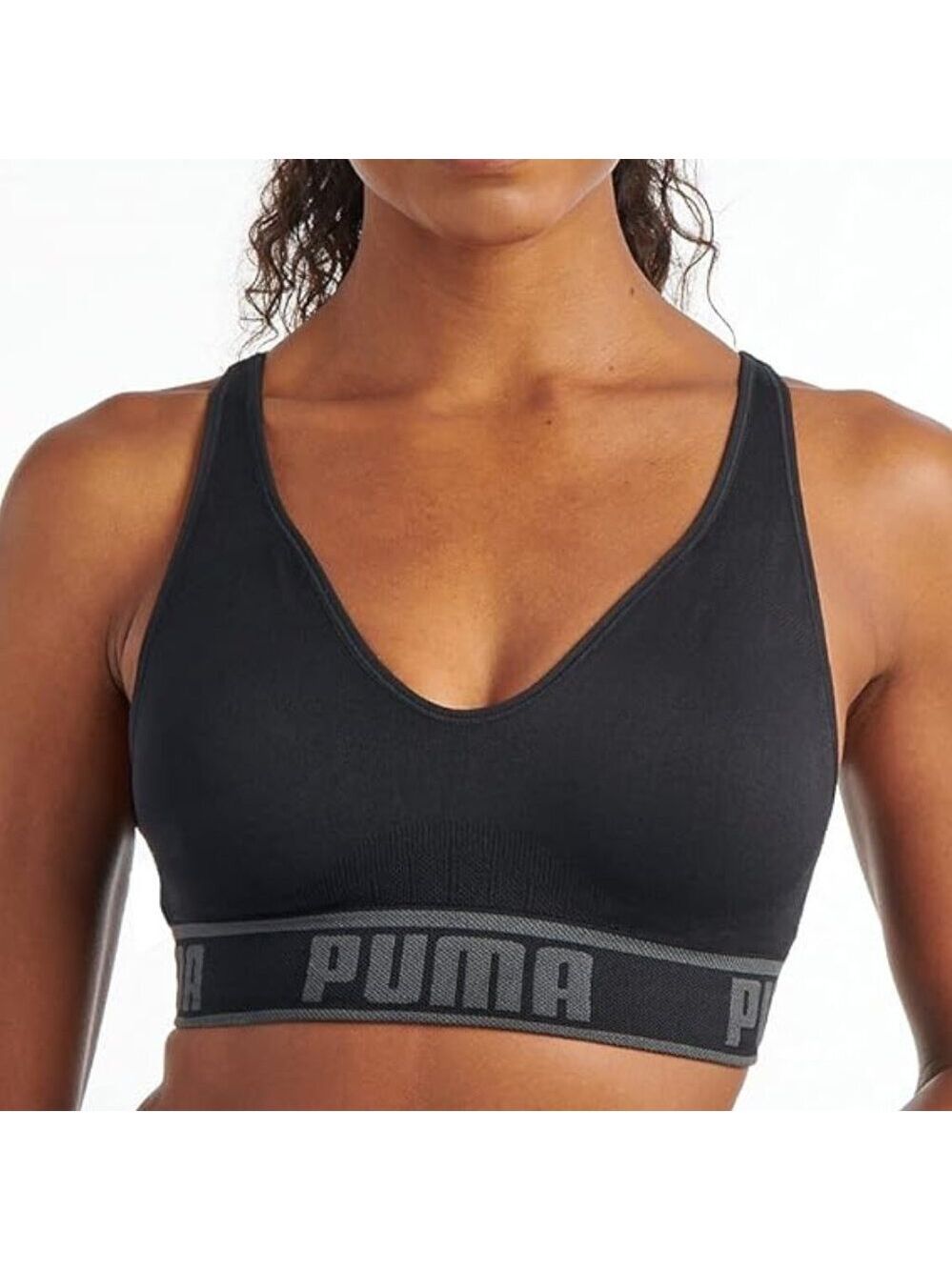 PUMA Women's Seamless Sports Bra Medium NWT Black